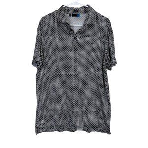 J. Lindeberg Slim Fit Polo Shirt Black White Geometric Print Golf Size XL